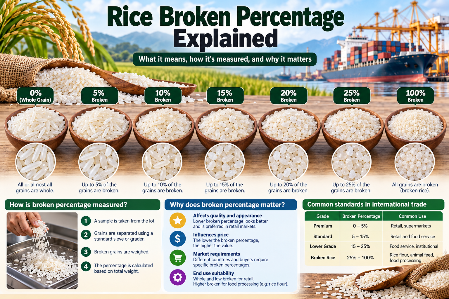 Rice broken percentage explained: 5%, 25% and A1 Super