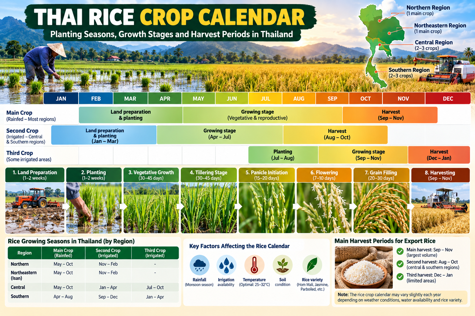 The Thai rice crop calendar: when new crop arrives and how it affects prices